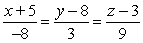 <strong>Find symmetric equations of the line through and normal to the plane .</strong> A) B) C) D)