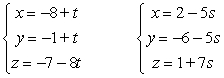 <strong>Determine if the lines are parallel, skew or intersect. </strong> A) parallel B) skew C) intersect