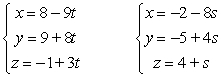 Find the angle between the lines. Round to the nearest hundredth of a radian.