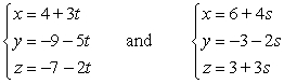 Find an equation of the plane containing the lines.  