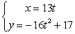 <strong>Find parametric equations for the path of a projectile launched from height ft with initial speed ft/s at angle from the horizontal.</strong> A) B) C) D)