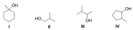 <strong>Which of the following compounds is (are) secondary alcohols? </strong> A) Only I B) Only II C) Only II and III D) Only III and IV