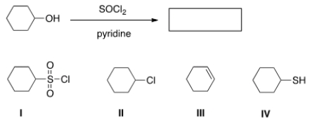 <strong>What is the product of the following reaction? </strong> A) I B) II C) III D) IV
