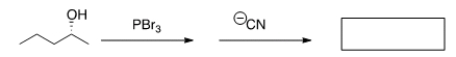 <strong>What is the major organic product obtained from the following sequence of reactions? </strong> A) (R)-2-Methylpentanenitrile B) (S)-2-Methylpentanenitrile C) (±)-2-Methylpentanenitrile D) trans-2-Butene