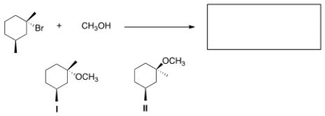 <strong>What is the product of the nucleophilic substitution reaction shown below? </strong> A) Only I B) Only II C) I and II D) None