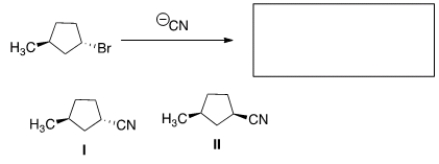<strong>What is the product of the nucleophilic substitution reaction shown below? </strong> A) Only I B) Only II C) I and II D) None