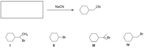 <strong>What is the starting material in the reaction shown below? </strong> A) I B) II C) III D) IV