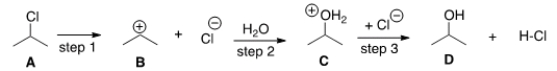 The equilibrium constant for the conversion of A to D is predicted to be which of the following?