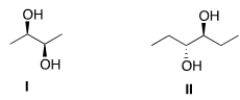 <strong>Which of the following compounds are meso? </strong> A) Only I B) Only II C) I and II D) Neither