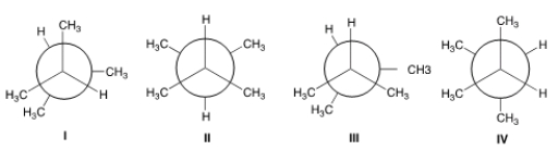 <strong>Which of the following is the highest energy conformer of 2,3-dimethylbutane? </strong> A) I B) II C) III D) IV