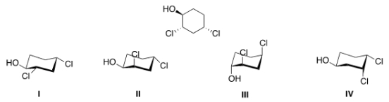 <strong>Which of the following is the most stable conformation of the following compound? </strong> A) I B) II C) III D) IV