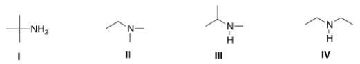<strong>Which of the following is a tertiary amine? </strong> A) I B) II C) III D) IV