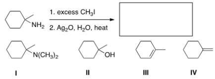 <strong>Predict the major organic product of the following reaction. </strong> A) I B) II C) III D) IV