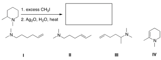 <strong>Predict the major organic product of the following reaction. </strong> A) I B) II C) III D) IV