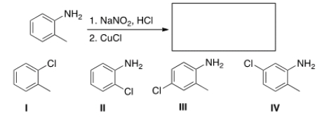 <strong>Predict the major product of the following reaction. </strong> A) I B) II C) III D) IV