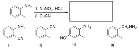 <strong>Predict the major product of the following reaction. </strong> A) I B) II C) III D) IV