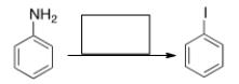<strong>Select the reagent(s) required for the following transformation. </strong> A) NaI B) (1) NaNO<sub>2</sub>, HCl; (2) NaI C) (1) NaNO<sub>2</sub>, HCl; (2) I<sub>2</sub> D) I<sub>2</sub>