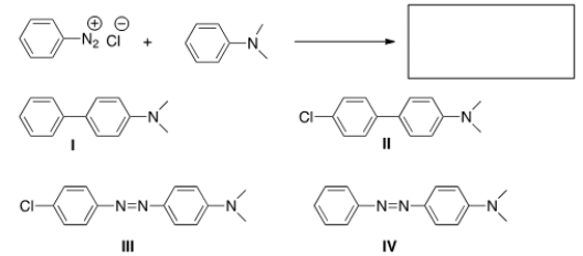 <strong>Predict the major product of the following reaction. </strong> A) I B) II C) III D) IV