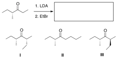 <strong>What is (are) the product(s) of the following reaction? </strong> A) Only I B) Only II C) Only III D) Only I and III