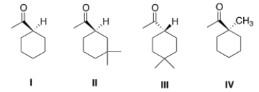 <strong>Which of the following compounds would undergo racemization in the presence of a base? </strong> A) I B) II C) III D) IV