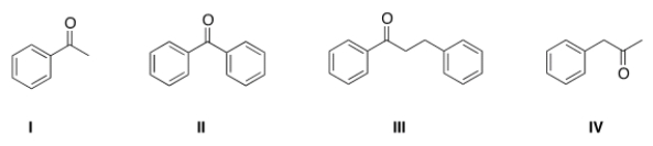 <strong>What is the structure of benzophenone? </strong> A) I B) II C) III D) IV