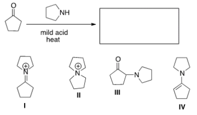 <strong>What is the product of the following reaction? </strong> A) I B) II C) III D) IV