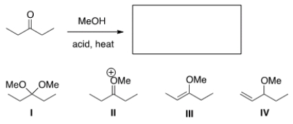 <strong>What is the product of the following reaction? </strong> A) I B) II C) III D) IV