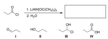 <strong>What is the major organic product of the following reaction? </strong> A) I B) II C) III D) IV