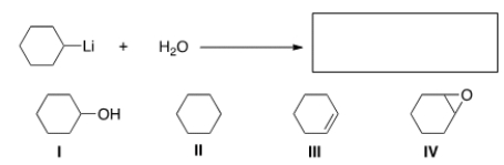 <strong>What is the product of the following reaction? </strong> A) I B) II C) III D) IV