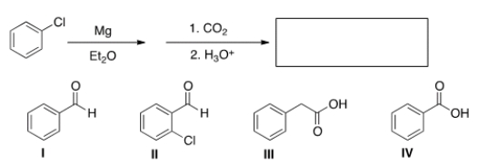 <strong>What is the major organic product in the following sequence of reactions? </strong> A) I B) II C) III D) IV