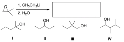 <strong>What is the major organic product of the following reaction? </strong> A) I B) II C) III D) IV