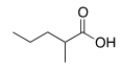 <strong>What is the common name of the following compound? </strong> A) <font face=symbol></font>-Methylbutyric acid B) <font face=symbol></font>-Propylpropionic acid C) <font face=symbol></font>-Methylvaleric acid D) <font face=symbol></font>-Methylcaproic acid