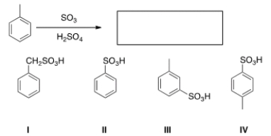 <strong>What is the major organic product obtained from the following reaction? </strong> A) I B) II C) III D) IV