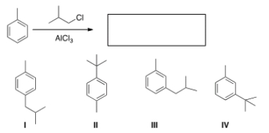 <strong>What is the major organic product obtained from the following reaction? </strong> A) I B) II C) III D) IV