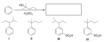<strong>What is the major organic product obtained from the following reaction? </strong> A) I B) II C) III D) IV