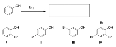 <strong>What are the product(s) of the following reaction? </strong> A) Only I and II B) Only I and III C) Only II and III D) Only IV
