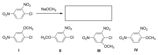 <strong>What is the major product of the following reaction? </strong> A) I B) II C) III D) IV