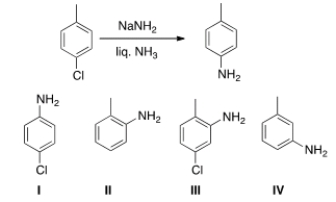 <strong>In addition to the product shown, what other product is formed in the following reaction? </strong> A) I B) II C) III D) IV