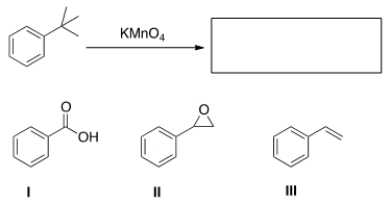 <strong>What is the product of the following reaction? </strong> A) I B) II C) III D) None of the above
