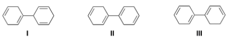 <strong>Rank the following compounds in order of increasing stability, putting the least stable first. </strong> A) I < II < III B) III < II < I C) II < I < III D) III < I < II