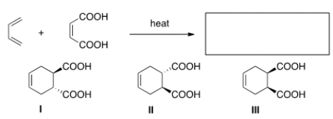 <strong>What is the major organic product of the following reaction? </strong> A) Only I B) Only II C) Only III D) Only I and II
