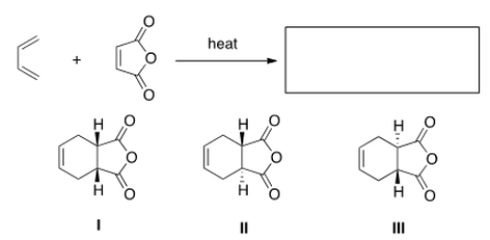 <strong>What is the major organic product of the following reaction? </strong> A) Only I B) Only I and II C) Only II and III D) I, II, III