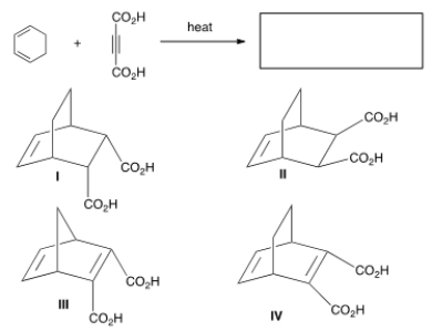 <strong>What is the major organic product of the following reaction? </strong> A) I B) II C) III D) IV