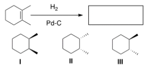 <strong>Determine the product(s) of the following reaction. </strong> A) I and III B) II and III C) I, II, III D) I or II