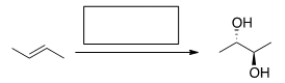 <strong>What is the reagent required to accomplish the following transformation?  </strong> A) [1] OsO<sub>4</sub>; [2] NaHSO<sub>3</sub>, H<sub>2</sub>O B) KMnO<sub>4</sub>, H<sub>2</sub>O/HO<sup>-</sup> C) RCO<sub>3</sub>H/H<sub>2</sub>O/HO<sup>-</sup> D) PCC/CH<sub>2</sub>Cl<sub>2</sub> <div style=padding-top: 35px> 