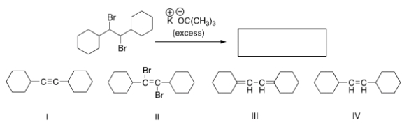 <strong>What is the product of the following reaction? </strong> A) I B) II C) III D) IV
