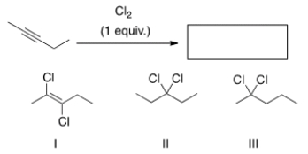 <strong>What is (are) the product(s) of the following reaction? </strong> A) Only I B) Only II C) Only III D) I, II, III