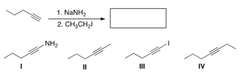 <strong>What is the major organic product of the following reaction? </strong> A) I B) II C) III D) IV