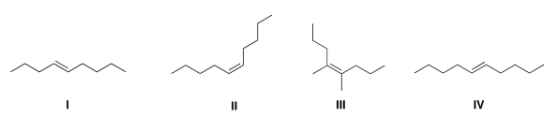 <strong>Which of the following compounds has the highest boiling point? </strong> A) I B) II C) III D) IV