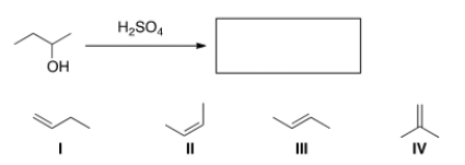 <strong>What is the major product of the following reaction? </strong> A) I B) II C) III D) IV